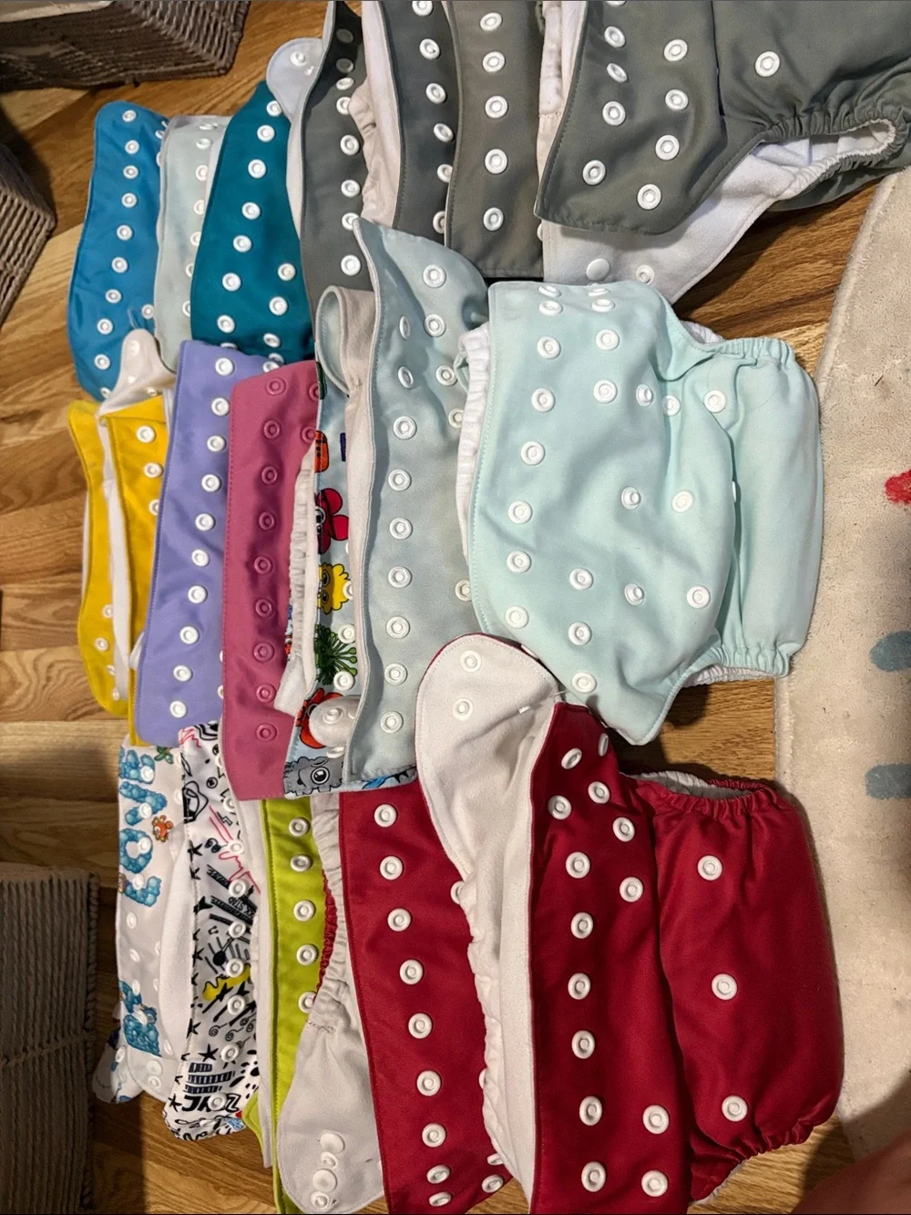20 Alva  baby Reusable Snap Cloth Diaper Covers and inserts- Multi Color Options